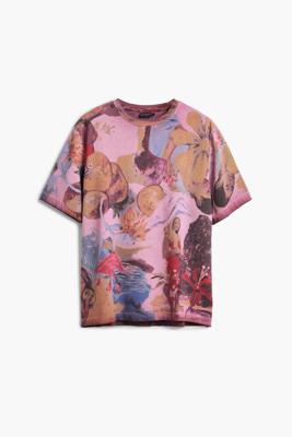 Bloemen bedrukt T-shirt - RED - L Bloemen bedrukt T-shirt - RED - L