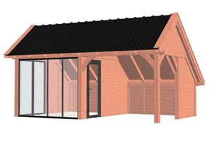 Trendhout Kapschuur De Hoeve XL 635x440 cm - Combinatie 1- Kapschuurdak- Onbehandeld lariks Douglas hout- Trendhout