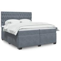 Boxspring met matras fluweel donkergrijs 200x200 cm