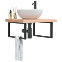 Badkamer wandschap staal en massief beukenhout