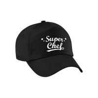 Super chef pet /cap zwart voor volwassenen - chef / baas cadeau