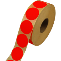 Etiket | Reclame-etiket | papier | permanent | ∅35mm | fluor/rood | rol à 2000 stuks