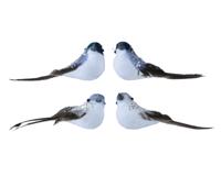 Vogel foam l10b3.5h3.5 cm blauw a2 2st kerst - Decoris