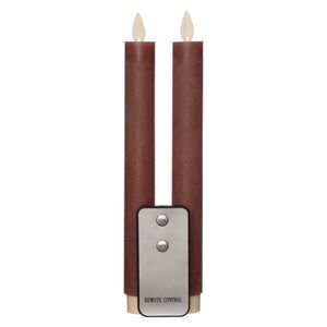 Led dinerkaarsen - 2x st - antiek roze - 23 cm - met afstandsbediening