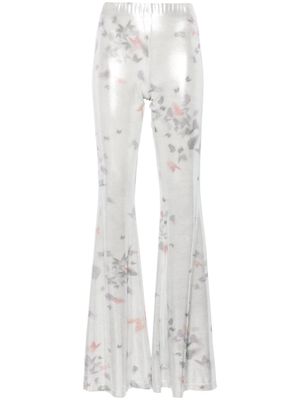 Margherita MACCAPANI pantalon évasé Slender à effet métallisé - Argent