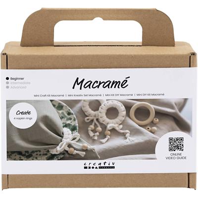 Creativ Company Mini hobbyset macramé, servetring, off white, 1 doos