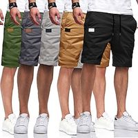 Voor heren Cargoshorts Korte broek Casual korte broek Wandelshorts Zak Trekkoord Elastische taille Effen Kleur Knielengte Buitensporten Hardlopen Streetwear Stijlvol Leger groen Zwart Lightinthebox