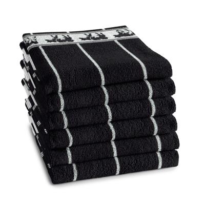 6x DDDDD keukendoek 60x55 cm zw/bon zw/wi