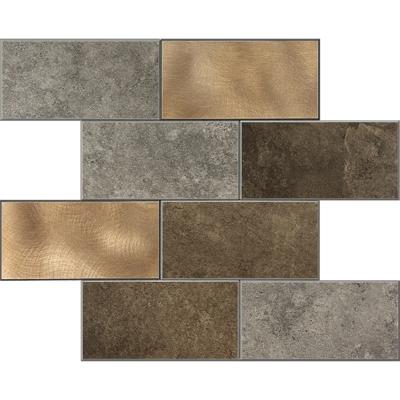 Zelfklevende Mozaïek Tegel - Afimera Metro XL - Taupe/Grijs/Koper - 305x305x4mm