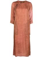 Uma Wang robe mi-longue satinée à détail noué - Marron