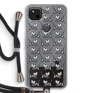 Zwarte poes: Pixel 4a Transparant Hoesje met koord