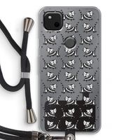 Zwarte poes: Pixel 4a Transparant Hoesje met koord