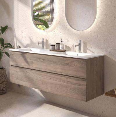 Ben Tendenza voorgemonteerd badmeubel incl. mat witte keramische wastafel 142,7x46x61,5cm congo bruin