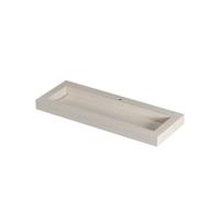 INK Pitch Wastafel keramische slab centraal met drain en front en side skirts 1 kraangat 120x45x9 Travertin mat