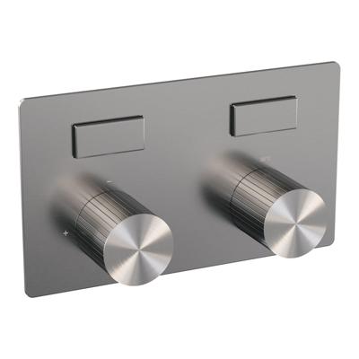 BRAUER Stripe 2-weg Inbouwthermostaat - drukknoppen - in- en afbouwdelen - RVS-kleurig geborsteld PVD 5-NG-355