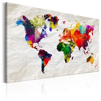 Schilderij - Wereldkaart , Kleurrijke Gekte
