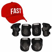 Set van valbescherming voor kinderen maat M / 6 tot 8 jaar met een stoere FAST pet rood
