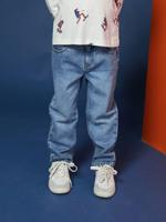 Rechte 5-pocket jeans voor jongens, verwassen double stone
