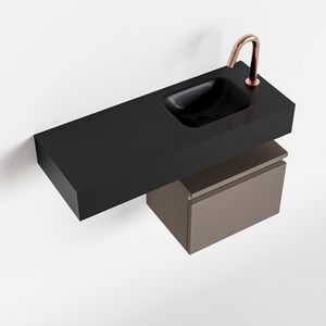 Toiletmeubel Mondiaz Andor | 80 cm | Meubelkleur Smoke | Lex vrijhangend wastafel Urban Rechts | 1 kraangat