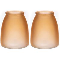 Bellatio Design Bloemenvaas - 2x - mat bruin glas - D13 x H15 cm - Vazen - thumbnail