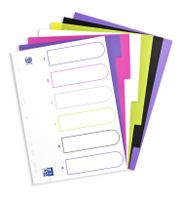OXFORD MyColour tabbladen, formaat A4, uit gekleurde PP, 11-gaatsperforatie, 6 tabs - thumbnail
