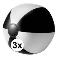 3x Opblaasbare speelgoed strandballen zwart   - - thumbnail