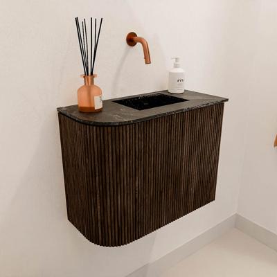 Toiletmeubel Mondiaz Joya Dlux | 51.6 cm | Meubelkleur Walnut | Faye wastafel Lava Wasbak Rechts | Zonder kraangat(en)