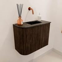 Toiletmeubel Mondiaz Joya Dlux | 51.6 cm | Meubelkleur Walnut | Faye wastafel Lava Wasbak Rechts | Zonder kraangat(en)