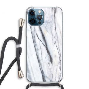 Gestreepte marmer: iPhone 12 Pro Max Transparant Hoesje met koord