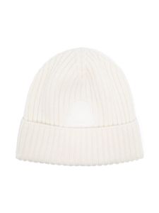 Moncler Enfant logo-patch ribbed-knit beanie - Blanc