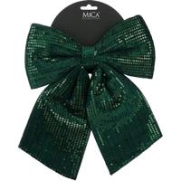 Kerst strik ornament - groen - 24 x 28 cm - polyester pailletten - kerststrik - kerstversiering