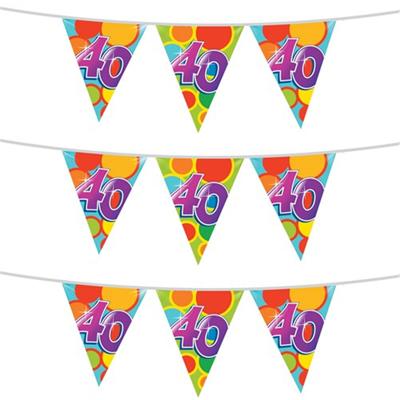 Haza Vlaggenlijn - 3x stuks - 40 jaar - leeftijd slinger - verjaardag versiering - 10 meter