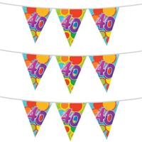 Haza Vlaggenlijn - 3x stuks - 40 jaar - leeftijd slinger - verjaardag versiering - 10 meter