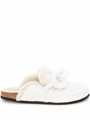 JW Anderson mules Chain en peau lainée - Blanc