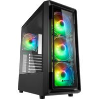 Sharkoon tk4 rgb midi tower behuizing (zwart | 4x usb-a | rgb | tempered glass)