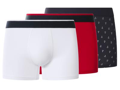 esmara Men Set van 3 heren boxers (rood/marineblauw/wit, XL)