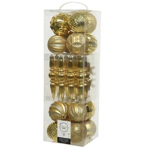 30x stuks kunststof kerstballen en ornamenten goud mix   -