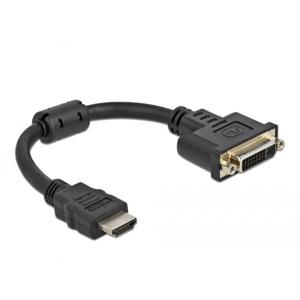 Delock 65206 HDMI / DVI Adapter [1x HDMI-stekker - 1x DVI-bus 24+5-polig] Zwart 0.20 m