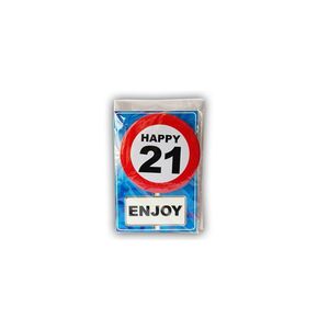 Happy Birthday kaart met button 21 jaar