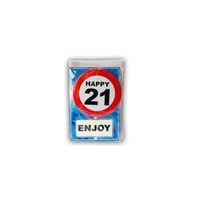 Happy Birthday kaart met button 21 jaar   -
