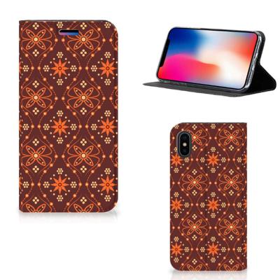 Apple iPhone X | Xs | Hoesje met Magneet | Batik Brown