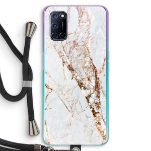 Goud marmer: Oppo A92 Transparant Hoesje met koord