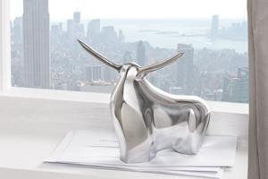 Moderne sculptuur BIG BULL zilveren aluminium decoratie stierfiguur presse-papier - 8535