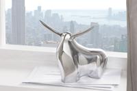 Moderne sculptuur BIG BULL zilveren aluminium decoratie stierfiguur presse-papier - 8535 - thumbnail