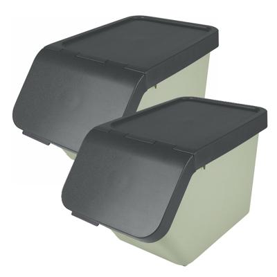 Sunware Sigma Home sorteer bak - 2x - afvalbak - groen - stapelbaar - 30L - 49 x 27 x 30 cm