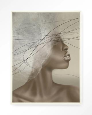 Urban Cotton Wandkleed 'Cloudy Thoughts' 110 x 145cm in Floating Frame - off white