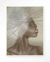 Urban Cotton Wandkleed 'Cloudy Thoughts' 110 x 145cm in Floating Frame - off white