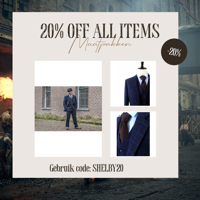 Maatpak Voor Heren | 3-delig Pak | Marineblauw Overcheck Twill | Arthur Shelby | Peaky Blinders | Peaky Blinders