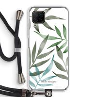 Tropical watercolor leaves: Huawei P40 Lite Transparant Hoesje met koord