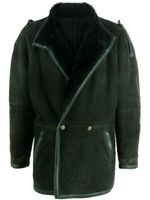 Versace Pre-Owned manteau croisé en peau lainée (années 1980) - Vert